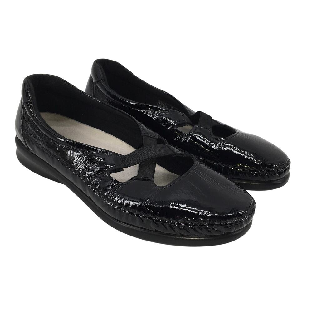 SAS Crissy Patent Leather Walking Loafer Shoes Womens 10 Wide W Black Comfort